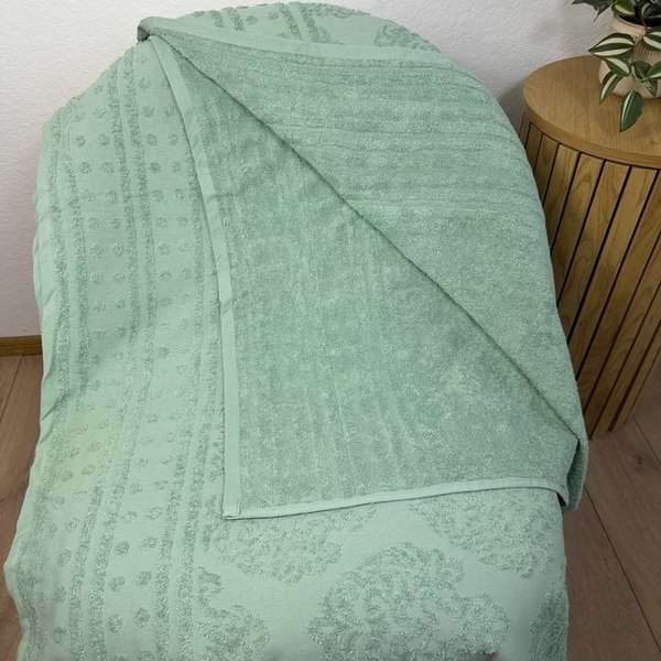 Фото - Простирадло двоспальне GM Textile махрове жакардове фісташкове 190х200