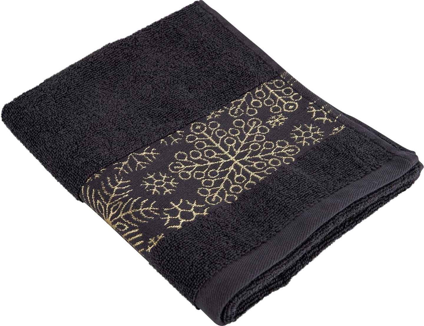 Рушник банний GM Textile сірі новорічні сніжинки 70х140 - Фото 1