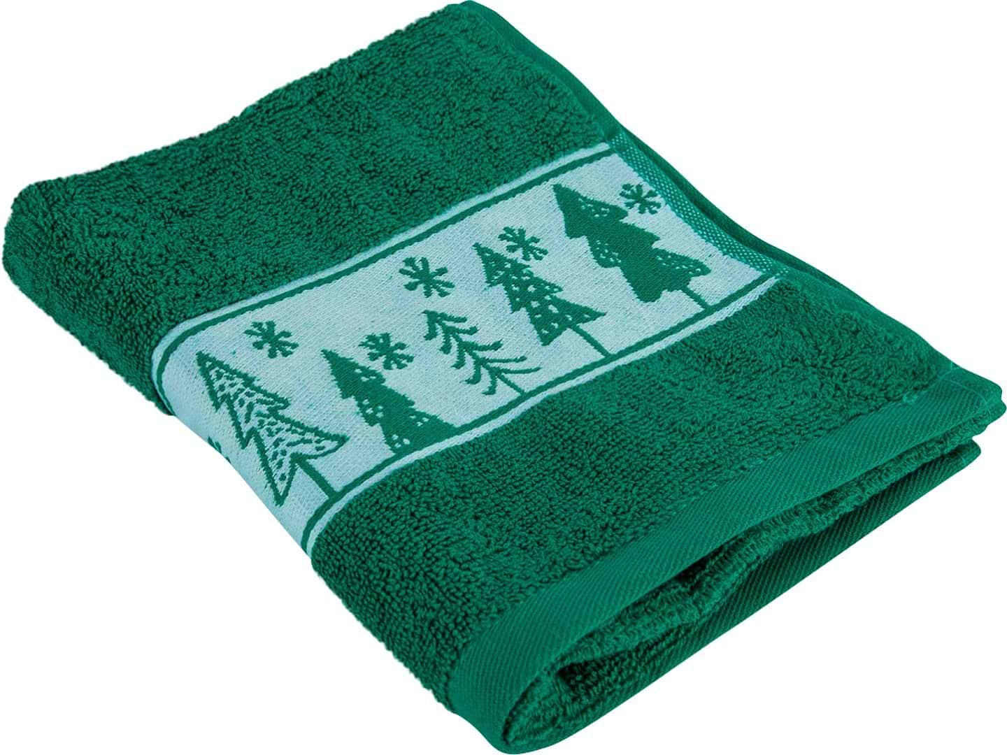 Полотенце для лица GM Textile зеленые новогодние елочки 50х90 - Фото 1