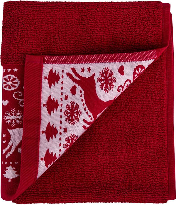 Фото - Рушник для обличчя GM Textile новорічні тваринки червоний 50х90