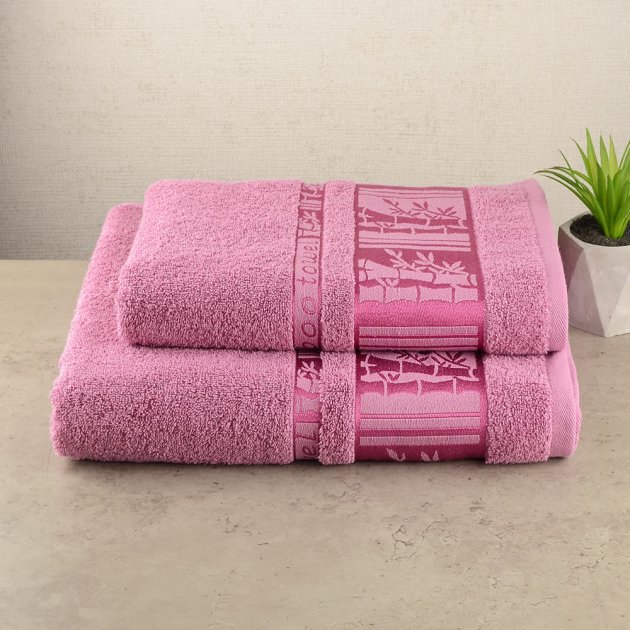 Фото - Рушник для обличчя GM Textile махровий пудра бамбук 50x90