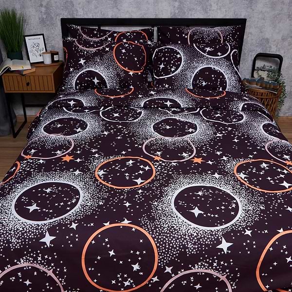 Фото - Комплект постільної білизни Moon&Star Бязь Gold Люкс Cosmic Vibes King Size 220x240 нав. 2х70х70 (MS-820006197)