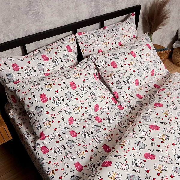 Фото - Комплект постільної білизни Moon&Star Бязь Gold Люкс Cute Cats 200х220 нав. 4х70х70 (MS-820009079)