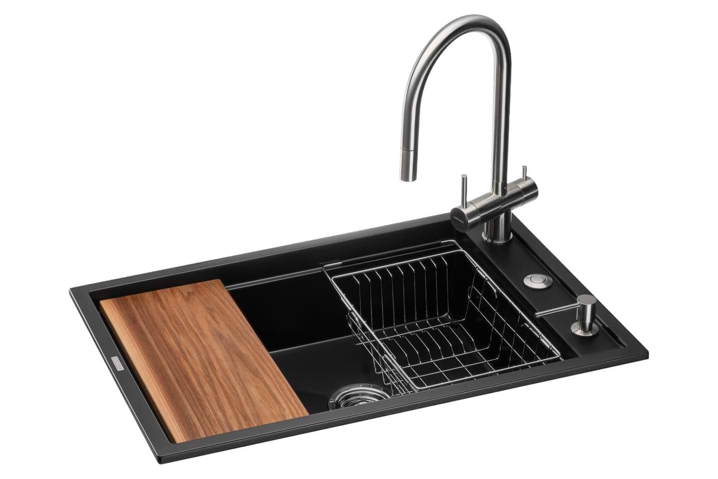 Мойка кухонная+смеситель GRANADO Royal Estella black shine - Фото 1