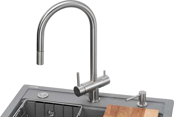 Фото - Мийка кухонна+змішувач+дозатор GRANADO Royal Artes grafito (+подрібнювач Algar+Ferrol inox+ Redondo inox+кошик+дошка)