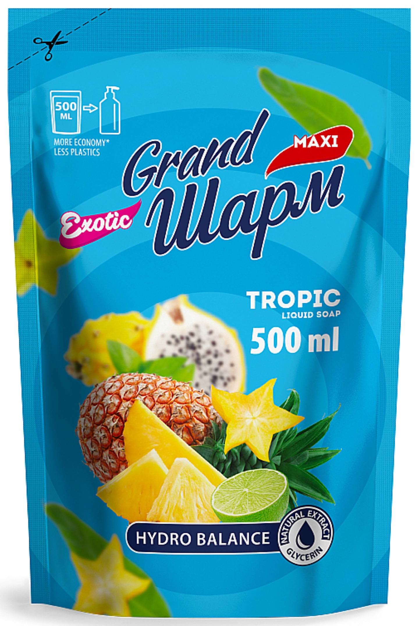Рідке мило для рук Grand Шарм Maxi Тропік 500 мл (4820195505922) - Фото 1