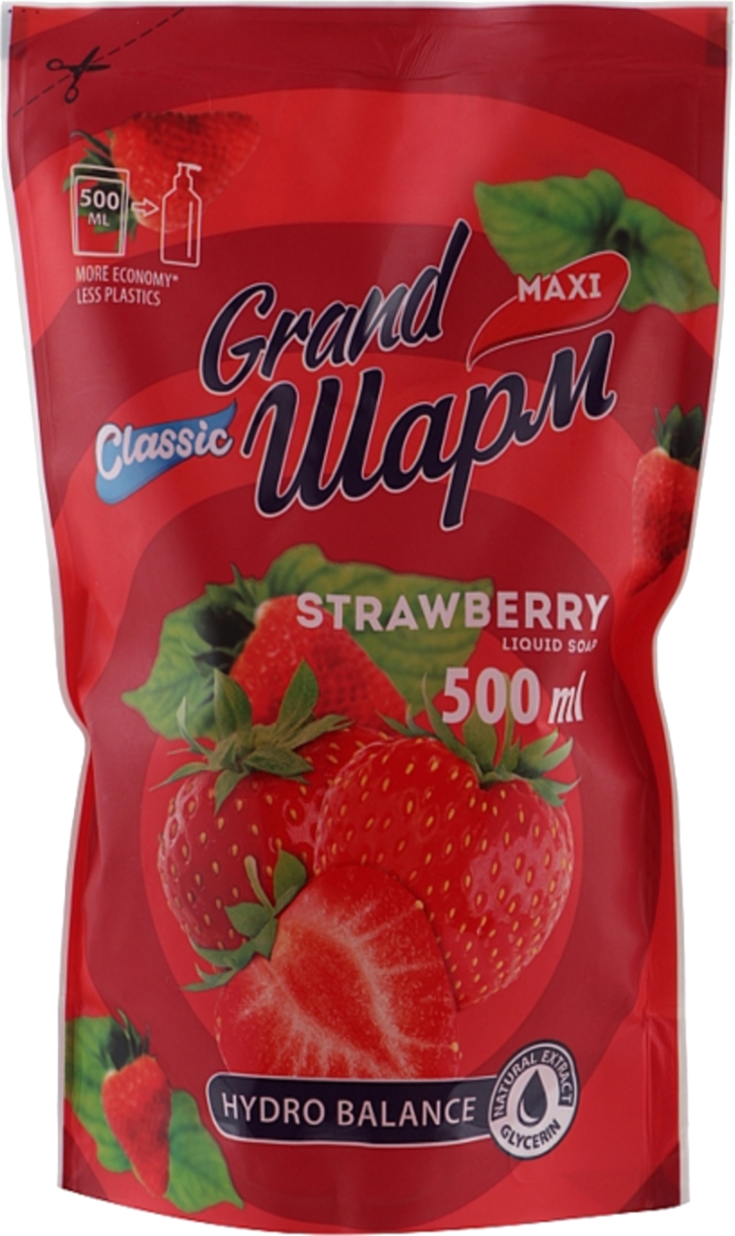 Рідке мило для рук Grand Шарм Maxi Strawberry 500 мл (4820195504130) - Фото 1