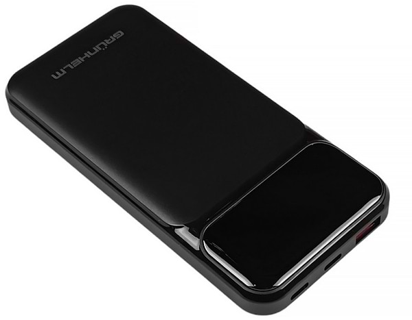 Фото - Батарея мобільна Grunhelm 10.000 mAh Black швидка зарядка 22.5W (GP-10BQC)