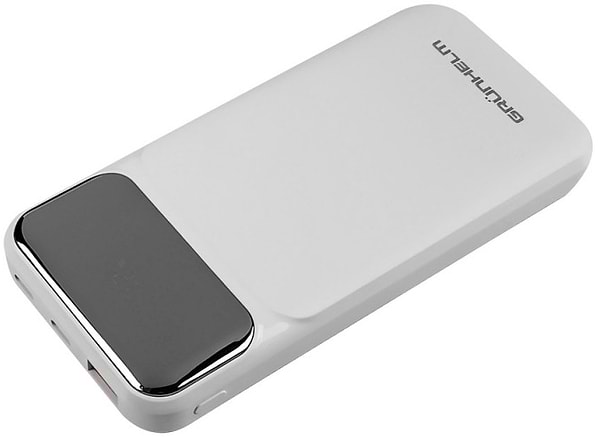 Фото - Батарея мобільна Grunhelm 10.000 mAh White швидка зарядка 22.5W (GP-10WQC)