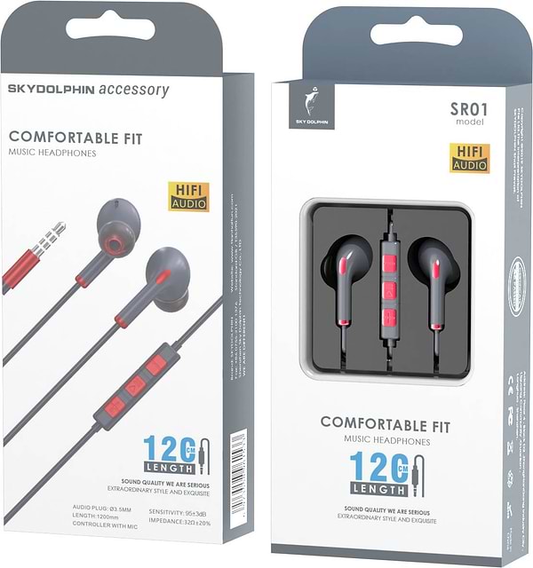 Фото - Наушники вкладыши проводные SkyDolphin SR01 with mic Red (HF-000475)