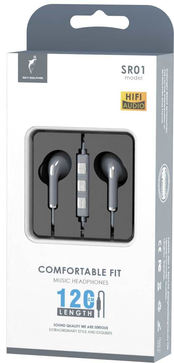 Фото - Навушники вкладиші дротові SkyDolphin SR01 with mic Silver (HF-000476)