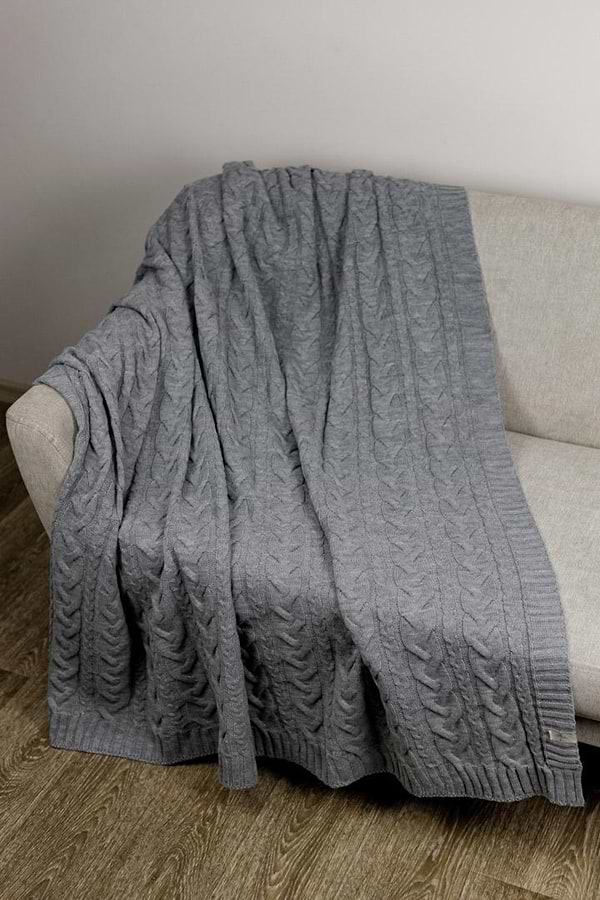 Фото - Плед полуторний Прованс Hit Kosa сірий 130х170 см (033721)