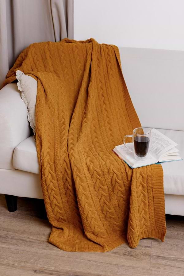 Фото - Плед полуторний Прованс Hit Kosa Охра 130х170 см (037558)