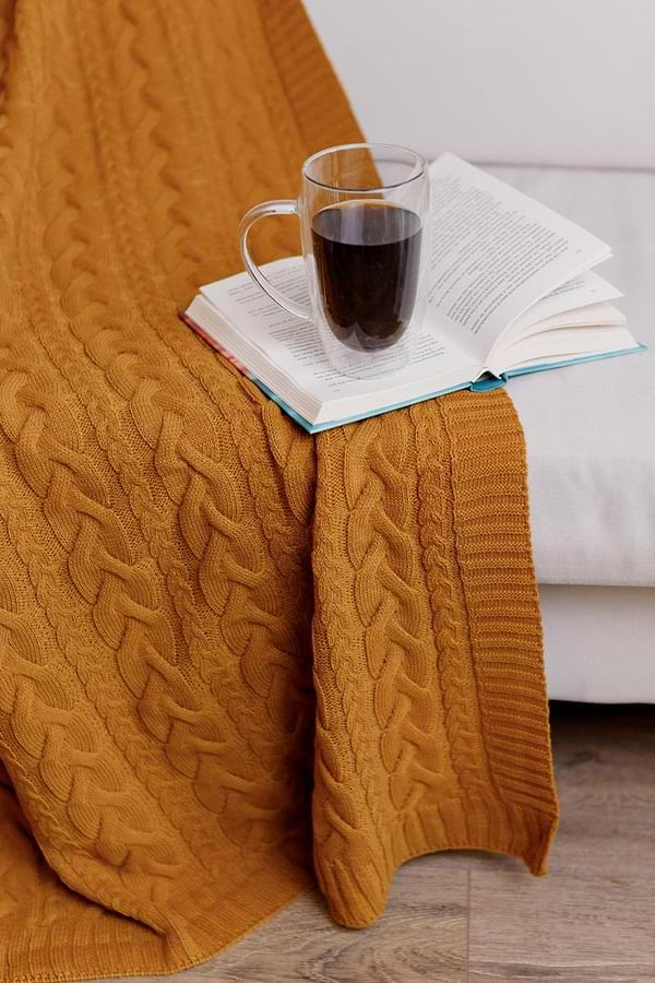 Фото - Плед полуторний Прованс Hit Kosa Охра 130х170 см (037558)