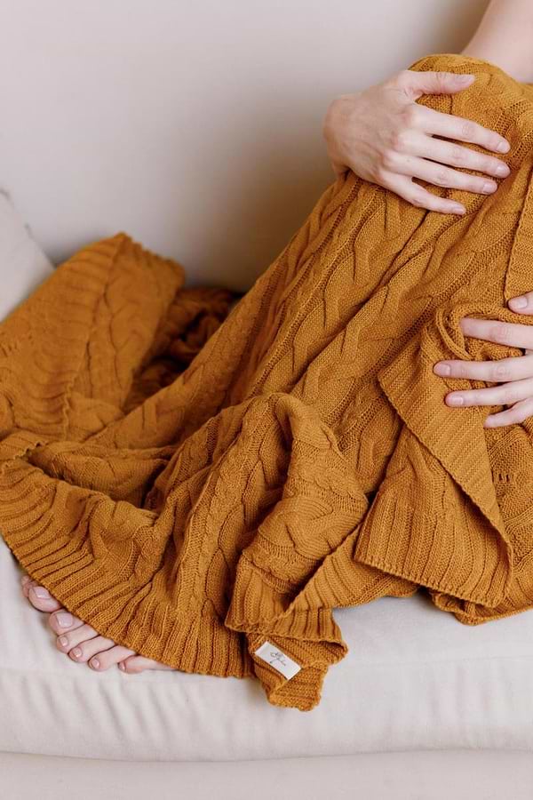 Фото - Плед полуторний Прованс Hit Kosa Охра 130х170 см (037558)