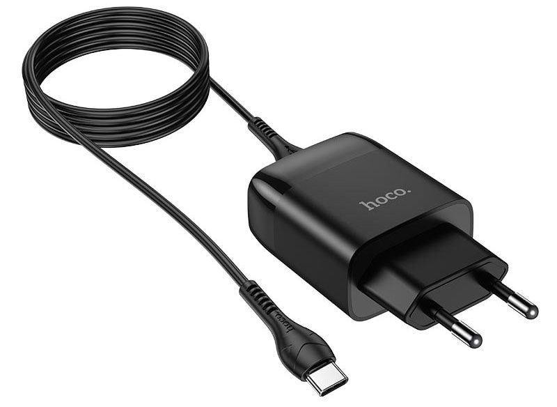 Мережевий зарядний пристрій HOCO C72Q QC3.0 charger set(Type-C) 18W Black (6931474732545) - Фото 1