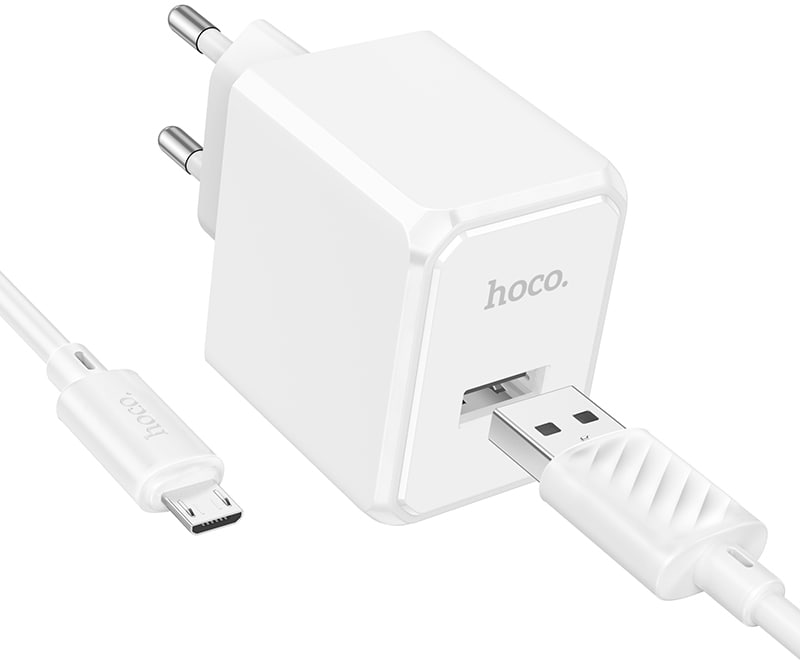 Сетевое зарядное устройство HOCO CS11A Ocean single port charger set(Micro) White (6942007603591)