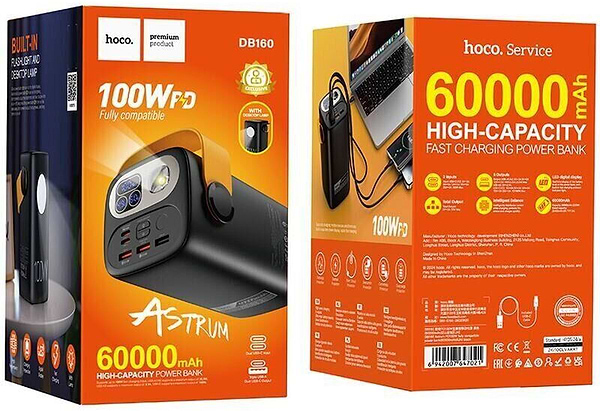 Фото - Батарея мобильная HOCO DB160 Astrum PD100W 60 000mAh Black