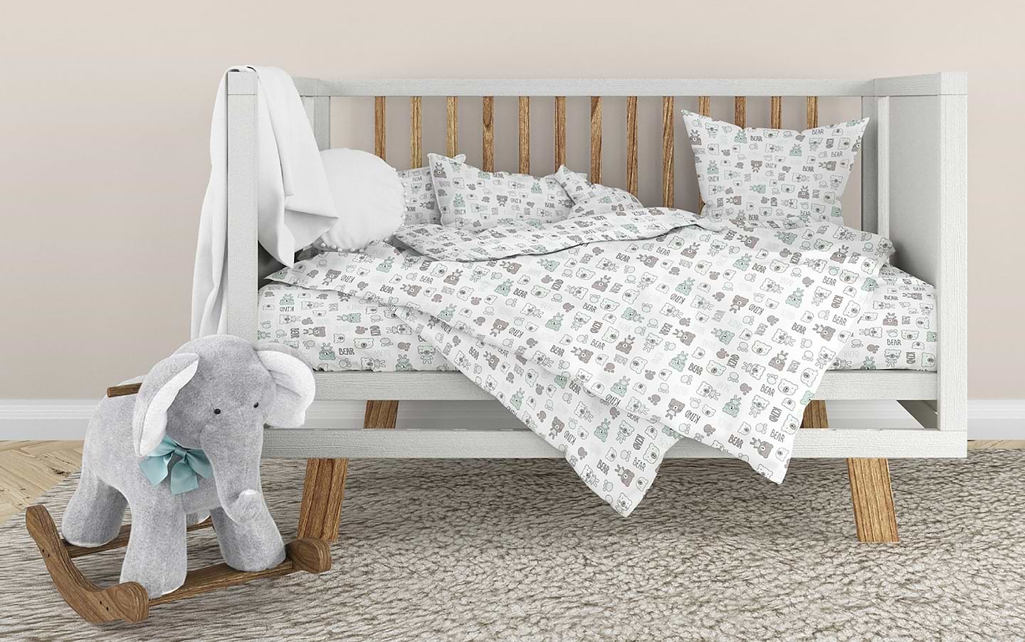 Комплект постельного белья детский Home Line Тедди кофейно-ментоловый (174749)