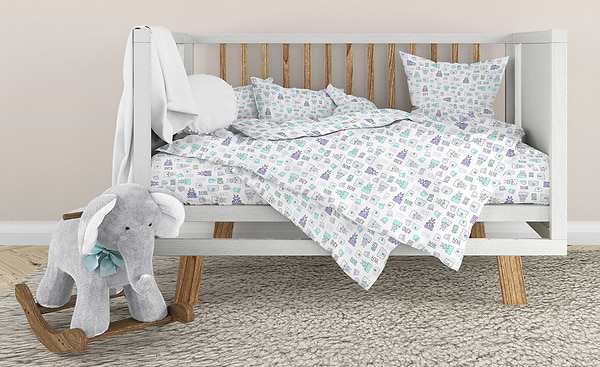 Фото - Комплект постельного белья детский Home Line Тедди сиренево-бирюзовый (174750)