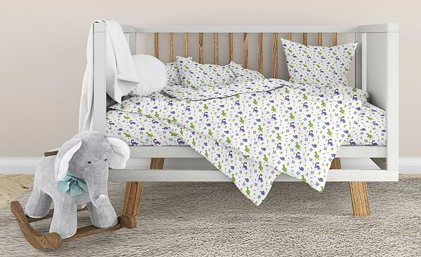 Фото - Комплект постельного белья детский Home Line Динозаврики салатово-фиолетовые (183367)