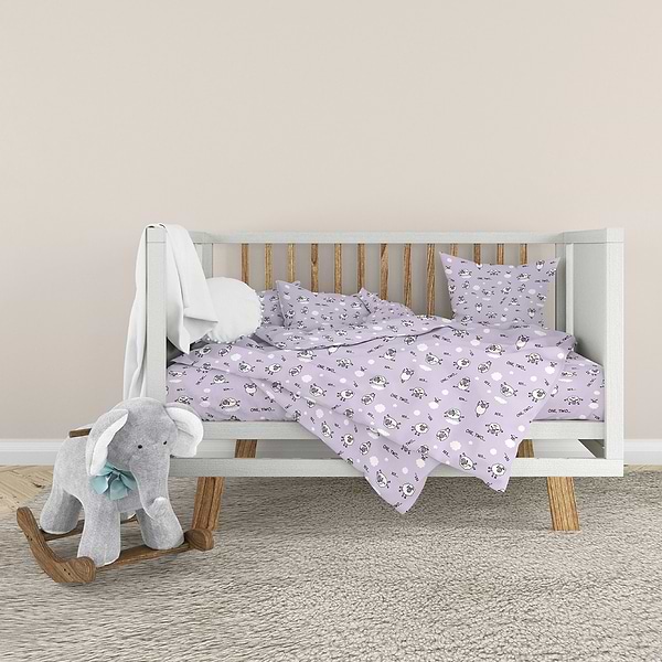 Фото - Комплект постільної білизни дитячий Home Line 100х150 Ягнята / бузковий (159141)