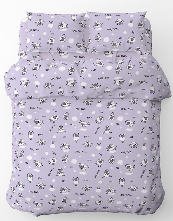 Фото - Комплект постільної білизни дитячий Home Line 100х150 Ягнята / бузковий (159141)