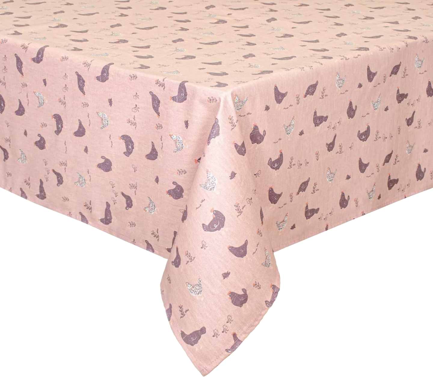 Скатертина прямокутна Home Line 120Х150 Полупанама прогулянка з курчатами рожевий (183701)