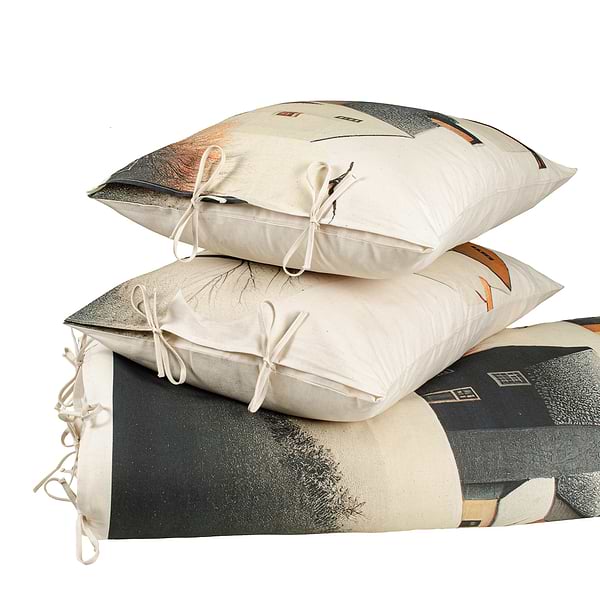 Фото - Комплект постільної білизни Home Line БЯЗЬ ЕКО Щ140 СД Будиночки з птахами (КВ) (184469)