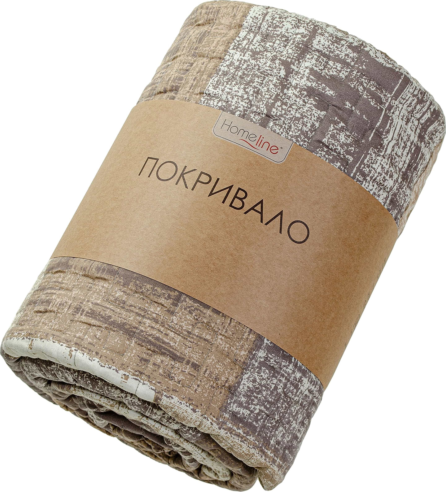 Покривало двоспальне Home Line 160Х210 1910740-06 Прямокутники бежеві та коричневі (178342) - Фото 1
