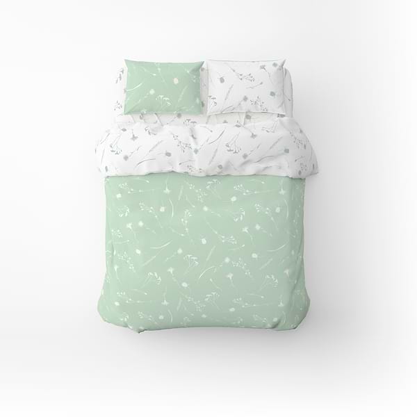 Фото - Комплект постельного белья Home Line Васильки белые и зеленые (162853)
