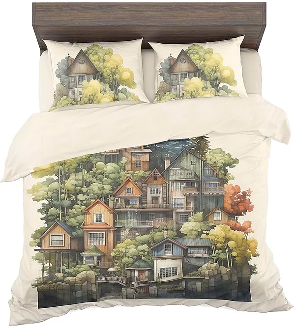 Фото - Комплект постельного белья Home Line бязь эко цд домики (184468) Фото - Комплект постельного белья Home Line бязь эко цд домики (184468)