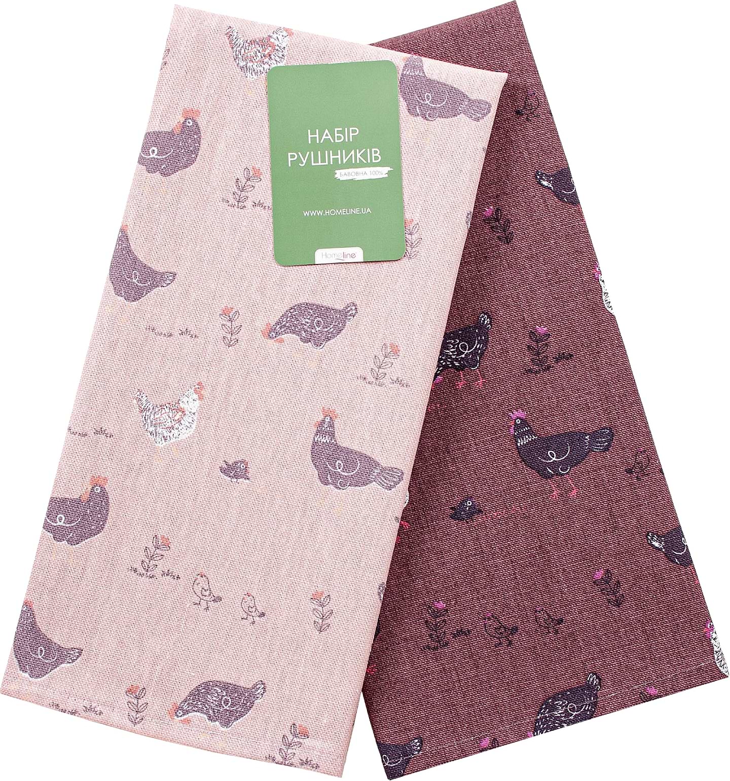 Набір рушників Home Line 40Х60 Прогулянка з курчатами рожевий/бордовий 2 шт. (183698)