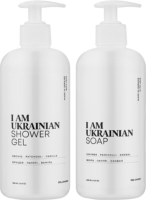 Фото - Подарунковий набір для догляду за тілом DeLaMark Рідке мило 500 мл  +Гель для душу з ароматом орхідеї пачулі ванілі 500 мл (4820152333612)