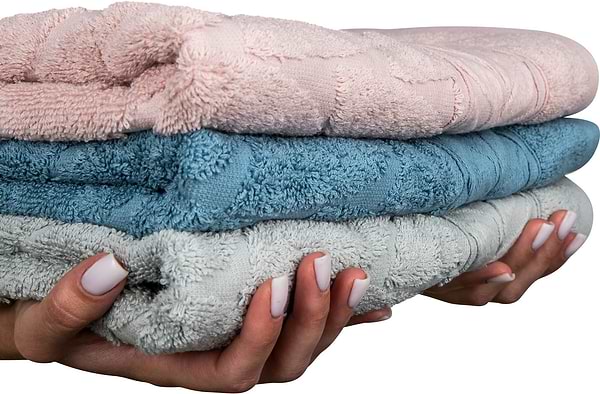 Фото - Рушник для обличчя GM Textile блакитний листочок махровий 50х90