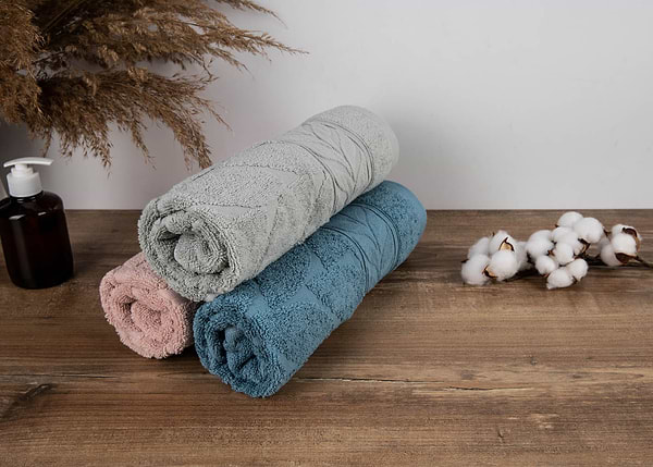 Фото - Рушник для обличчя GM Textile блакитний листочок махровий 50х90