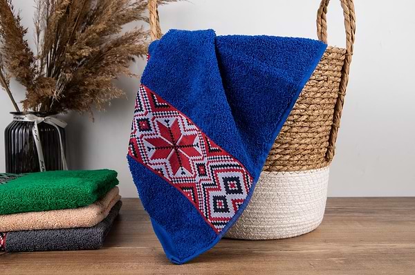 Фото - Рушник для обличчя GM Textile махровий синій Єдність 50х90