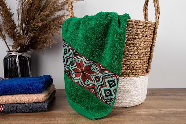 Фото - Рушник для обличчя GM Textile махровий зелений Єдність 50х90