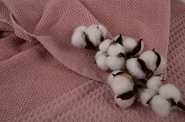 Фото - Рушник для обличчя GM Textile махровий вафельний бордюр світло-кораловий 50х90
