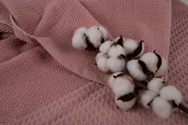 Фото - Рушник банний GM Textile махровий вафельний бордюр світло-кораловий 70х140