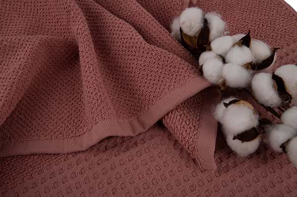 Фото - Рушник для обличчя GM Textile махровий вафельний бордюр світло-теракотовий 50х90