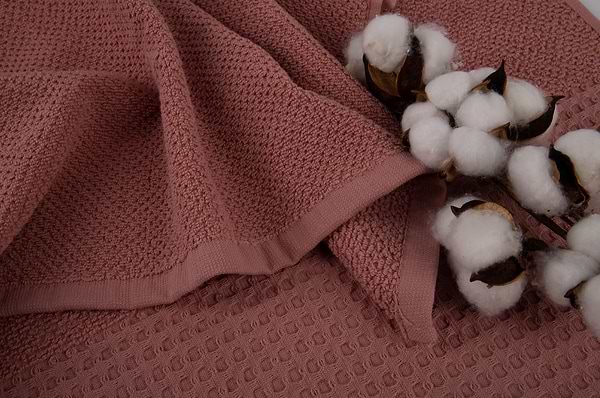 Фото - Рушник банний GM Textile махровий вафельний бордюр світло-теракотовий 70х140