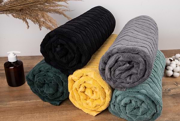 Фото - Рушник банний GM Textile махровий жакардовий сірий (зігзаг) 100х150