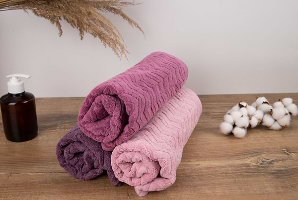 Фото - Рушник для обличчя GM Textile махровий жакардовий велюр світло-фіолетовий 50х90