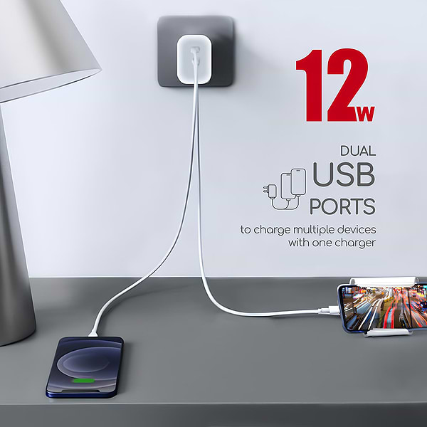 Фото - Мережевий зарядний пристрій Intaleo 12W Fast Charge 2USB 2.4A TCG242 (1283126578281)
