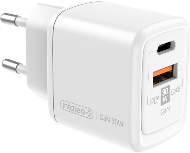 Мережевий зарядний пристрій Intaleo 30W GAN USB-C PD+USB-A QC 3.0 TCG30GAN (1283126578274) - Фото 1