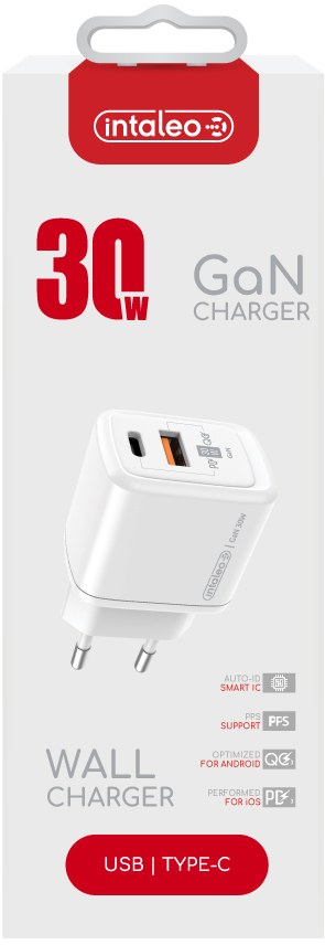 Фото - Уцінка - Мережевий зарядний пристрій Intaleo 30W GAN USB-C PD+USB-A QC 3.0 TCG30GAN (1283126578274)