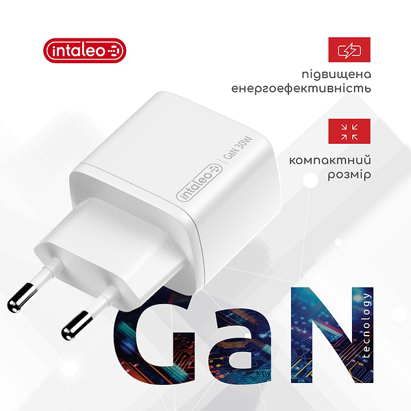 Фото - Уцінка - Мережевий зарядний пристрій Intaleo 30W GAN USB-C PD+USB-A QC 3.0 TCG30GAN (1283126578274)