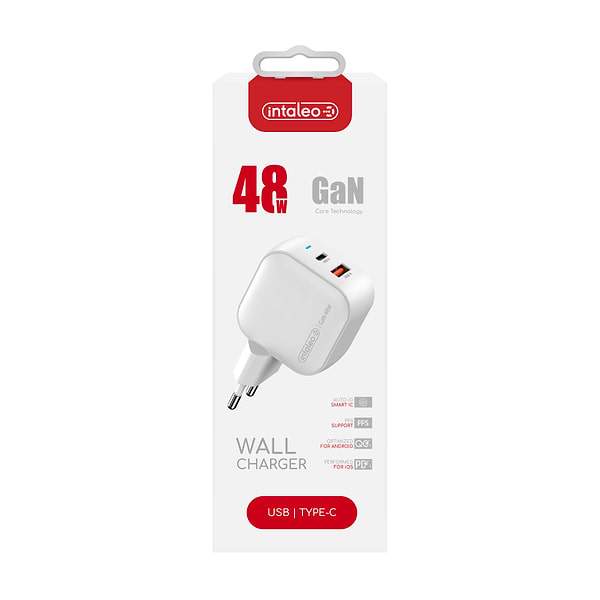 Фото - Сетевое зарядное устройство Intaleo 48W GaN USB-C PD+USB-A QC 3.0 TCGQPD482 White (1283126597763)