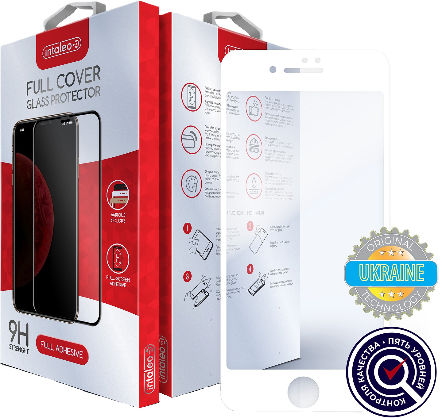Защитное стекло для смартфона Intaleo 9H 3D for Apple iPhone 7/ 8 / 6 / SE 2020 White (1283126501760)